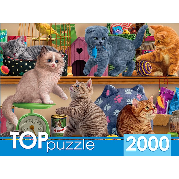Пазл 2000 Смешные котята в зоомагазине ХТП2000-1596.