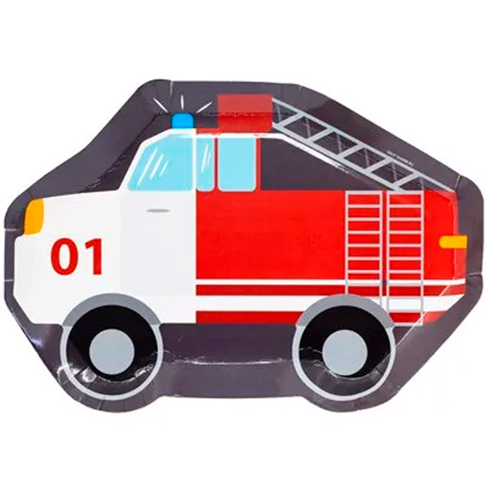 Тарелка фигур Пожарная Машина 25см 6шт 1502-4671