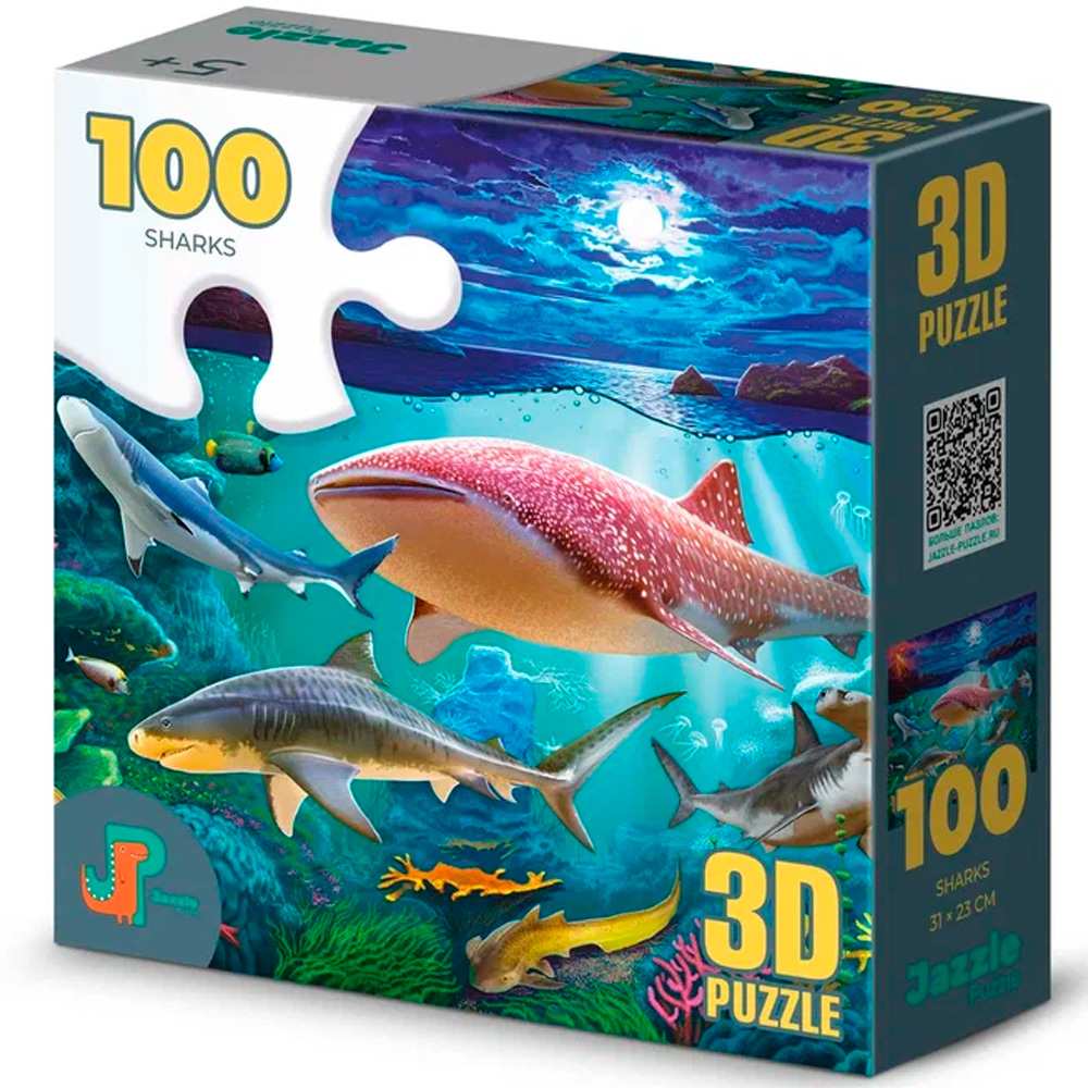 Пазл 100 3D Акулы 16004