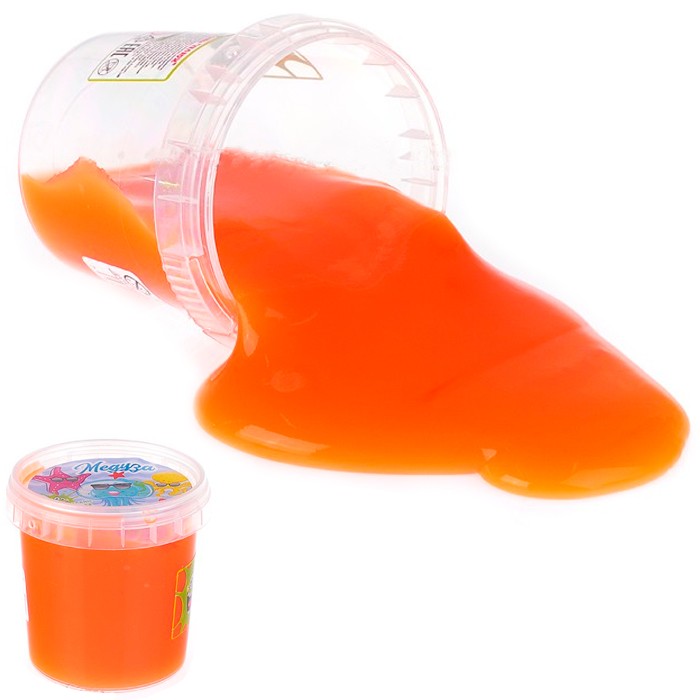 Лизун Слайм Плюх Медуза светящаяся оранжевая 120гр.