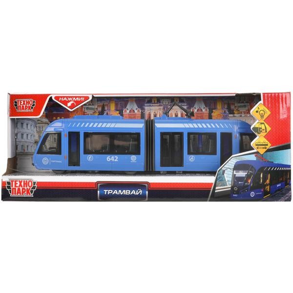 Модель TRAMNEWRUB-30PL-BU Трамвай с резинкой Технопарк в кор.