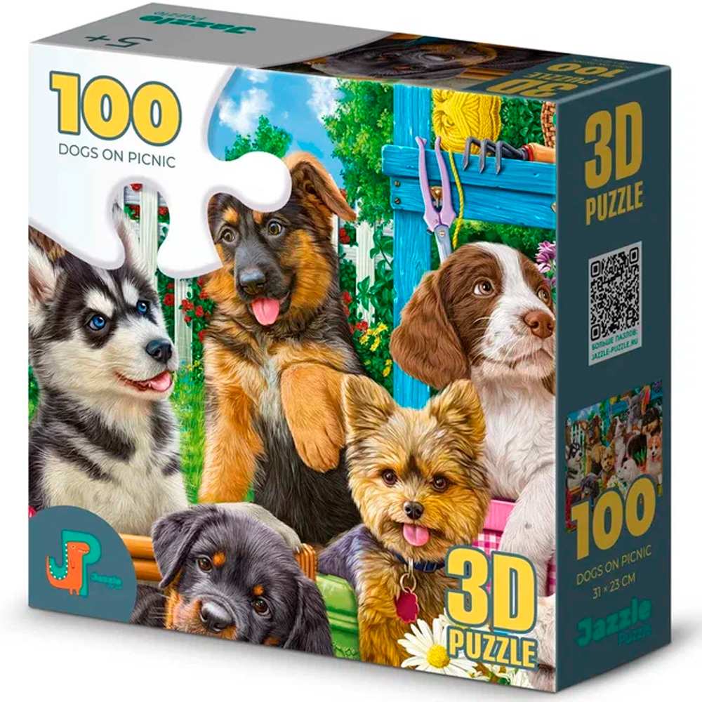 Пазл 100 3D Собаки на пикнике 16003