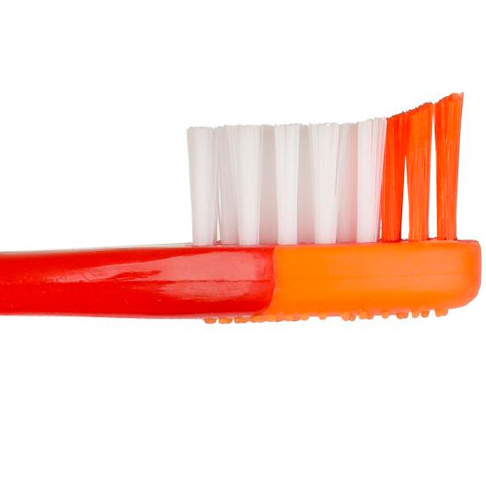 Зубная щетка на присоске для детей СИНИЙ ТРАКТОР красная MASTER DENT 95637-STR