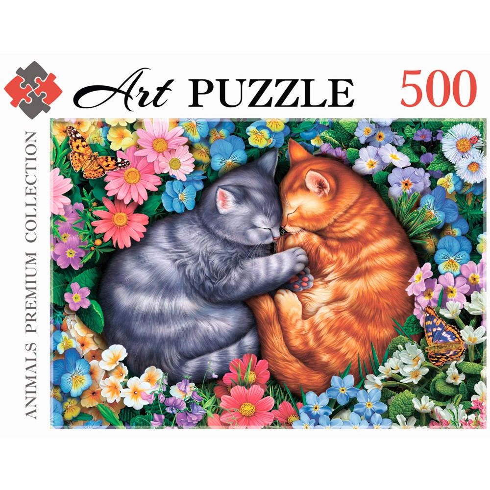 Пазл 500 Спящие котята в цветах Ф500-0444