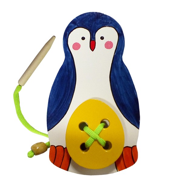 Дер.Пингвин с яйцом шнуровка (RNToys) Ш-110.
