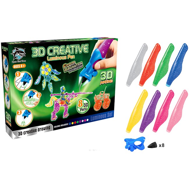 Набор для творчества Набор детских 3D-ручек 8 шт. светящиеся чернила Y8808-2 FITFUN TOYS