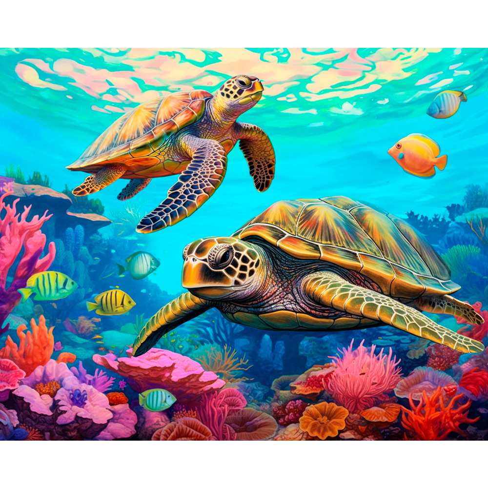 Набор ДТ Алмазная мозаика 40х50 см Морские черепахи на рифе НД-0597