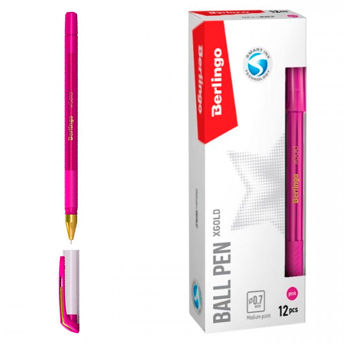 Ручка шарик розовая 0,7мм xGold 271157 Berlingo 