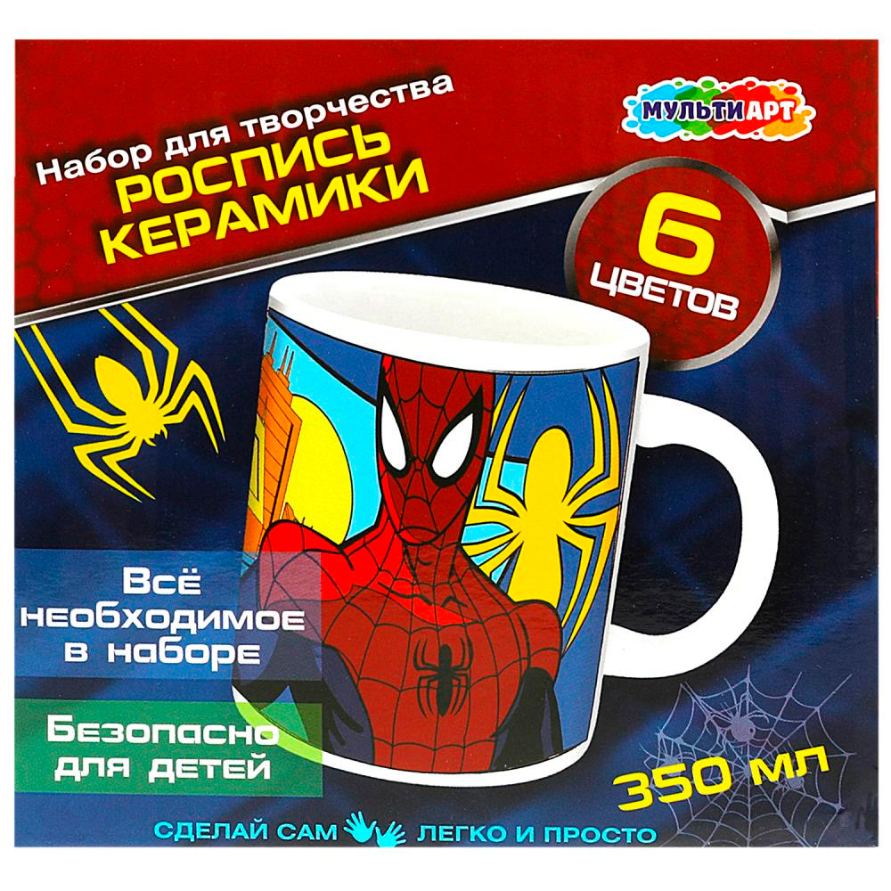 Набор для творчества Кружка для росписи 6 цв. Супергерой МУЛЬТИ АРТ MUG-PAUK1