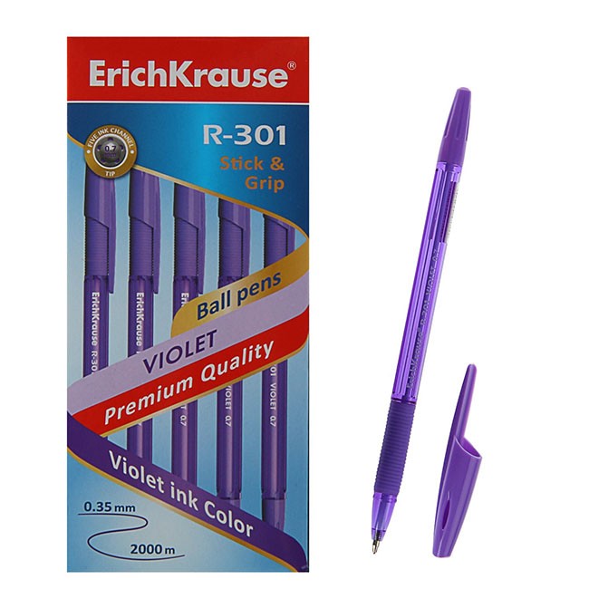 Ручка шарик фиолет. R-301 Violet Stick&Grip 44592 /Erich Krause/